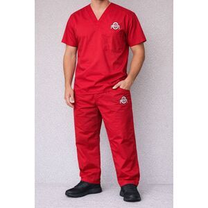 Ohio State Buckeyes Scrubs Lot of 3 Red Medical Uniforms Size Large Landau READ